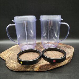 Magic Bullet Handled Mugs Set of 2 w/ Comfort Lip Rings MB1001 MB1001B Cups
